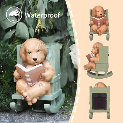 Solar Garden Statues Dog Statues Fairy Garden Accessories Outdoor Resin Dog Figurine Miniature Golden Retriever Statue with Lights for Outside Porch Patio Decor 3 * 2 * 3.5 In Gardening Gifts