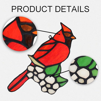 BOXCASA Cardinal Bird Gifts Stained Glass Window Hanging,Red Birds Cardinals Decor Suncatcher for Window,Cardinal Memorial Gift for Loss of Loved One,Cardinals Gifts for Women Mom Grandma Nana