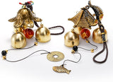 Eorbow 4 Pack Lucky Wind Chimes, Chinese Wind Bell, 3-Bell Vintage Blessing Hanging Wind Chime with Fish Coin for Safe, Good Luck, Wealth Home Garden Patio Hanging Decoration Gift