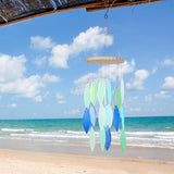 Wenqik Seaglass Wind Chimes Handcrafted Shell Wind Chimes Coastal Outdoor Decor for Indoor Outdoors Garden Home Housewarming Decor Beach Holiday Summer Women Gift, 26 Inch