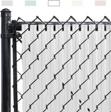Chain Link Fence Privacy Blade Slates with Bottom Lock 8x10 Ft White for Gardening, Privacy, Outdoor Wall, Balcony, Patio, Yard, Safety Fence Screen Cover for Dog, Cat, Pet Hedge Slats