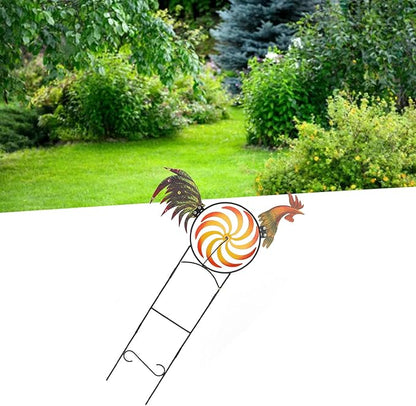 Metal Rooster Wind Spinner, Outdoor Iron Windmill Decorative Sculpture withRotation for Farm Lawn Yard Garden