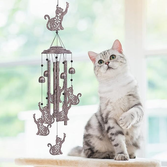 YHmall Wind Chimes for Outside, 35" Memorial Windchimes Outdoors Cat Gifts for Women, Mom, Patio Porch Garden Decor