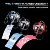 BENECREAT 3Pcs Japanese Glass Wind Chime, Handmade Wind Bells with Red/Blue/Black Pendants for Home Garden Decor, Birthday Gift
