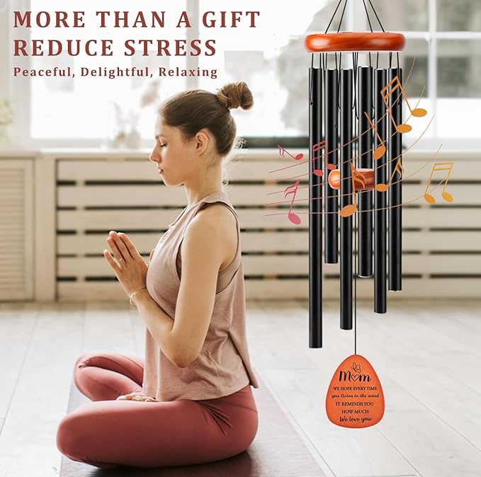 Wind Chimes Birthday Gifts for Mom from Daughter Son, Mama Gifts, Mothers Day Gifts for Mom from Daughter Son, 32" Black