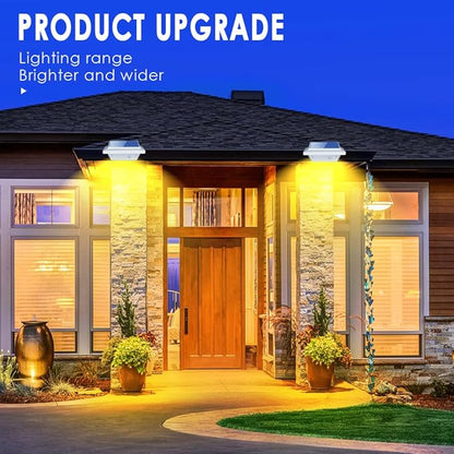 Gutter Lights, 40 LEDs Solar Patio Decor Lights, Deck Lights Outdoor Waterproof Fence Lights for Wall Backyard Porch, Patio, Pool,Step Stairs, Yard, Garden, Pathway (2Pack_White,Warm White Light)