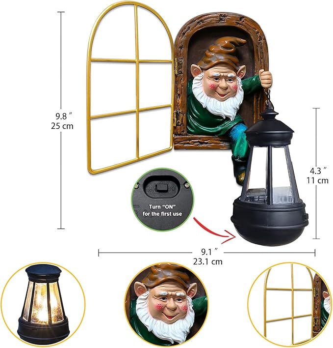 Garden Gnomes Decor Outdoor Statue - Christmas Gnome Decorations with Solar Lights Whimsical Elf Out The Door Tree Hugger Garden Statues Tree Face Gnomes Yard Art for Patio,Fence,Lawn Gnomes Ornament