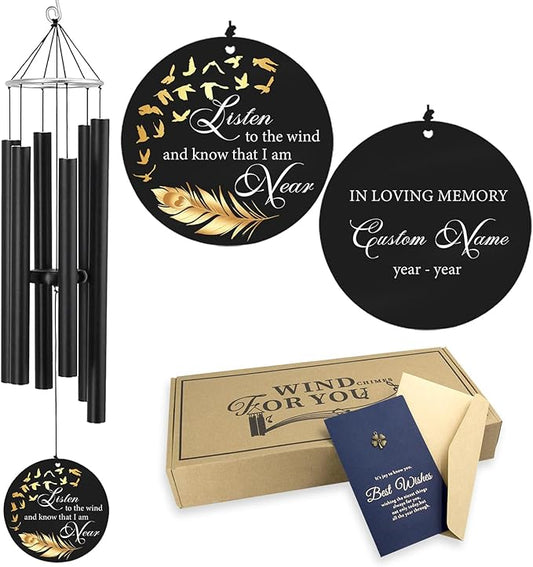 Personalized 30" Memorial Wind Chimes for Outside, Bereavement Gift in Remembrance of a Loved One, Sympathy Gift for Loss of Mother Father Husband, Garden Patio Decor