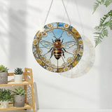 Acrylic Window Hanging, Bee Flowers Yellow Suncatcher Window Doors Home Decoration, Christmas Ornament, Birthday Gifts for Garden Lover