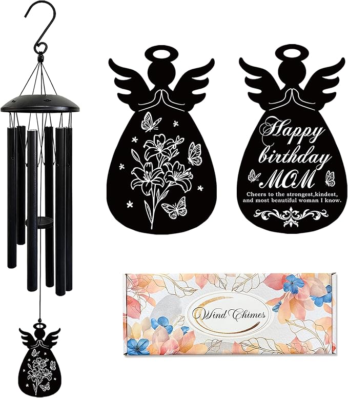 Wind Chimes for Mom - Birthday Gift from Daughter or Son, Perfect for Mother's Day, Christmas, Valentine's, Thanksgiving | Soothing Wind Bell, Gift for Mom Who Has Everything (Angel)