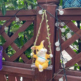 WAYUTO Swing Garden Rabbit Statue Ornament Decorative Hanging Hammock Animal Figurines Cute Resin Rabbit Figure Outdoor Funny Garden Decor for Patio Yard Lawn Fence Pathway Backyard Landscape Tree
