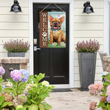 Dyrenson Welcome French Bulldog Dog 28 x 40 House Flag Double Sided, Paw Print Garden Yard Decoration Pet Owner Lover Gift, Spring Summer Burlap Outdoor Decor Decorative Large Flag