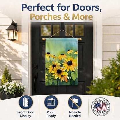 Caroline's Treasures Maryland Black-Eyed Susans in Watercolor House Flag Large Porch Sleeve Pole Decorative Outside Yard Banner Artwork Wall Hanging, Polyester, House Size, Multicolor