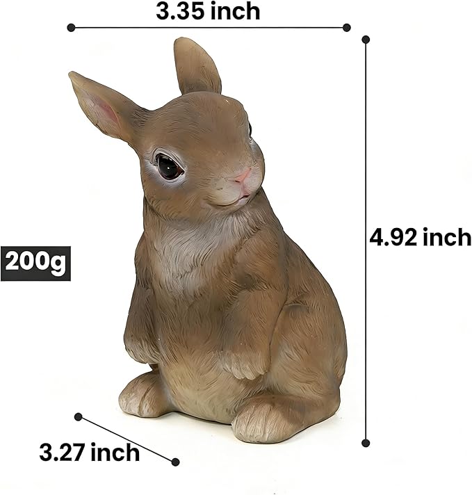 Rabbit Statue Outdoor Decor for Garden, 4.95" Fairy Yard Figurines Home Sculptures for Lawn Patio Front Porch Backyard