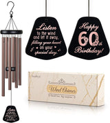 SteadStyle 60th Birthday Gifts for Women, Happy 60 Year Old Birthday Gifts for Her Mom Sister Wife Grandma - 60th Birthdays Wind Chimes 26in Garden Decoration