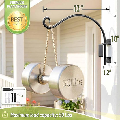 Lifyzoon Swivel Bird Feeder Hanger Hook: 12 Inch Swivel Hanging Plant Bracket, 50lbs Weight Capacity - Heavy Duty Outdoor Hooks for Hanging Bird Feeders, Flower Baskets, Lanterns, Wind Chimes