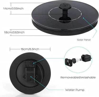 Solar Fountain Pump Bird Bath, 3W Floating Powered Water, Outdoor Panel for Garden, Pond, Pool, Decor & Tools