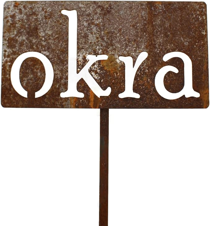 Classic Metal Garden Markers 19 Inches Tall (okra, Naturally Rusted)