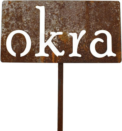Classic Metal Garden Markers 19 Inches Tall (okra, Naturally Rusted)
