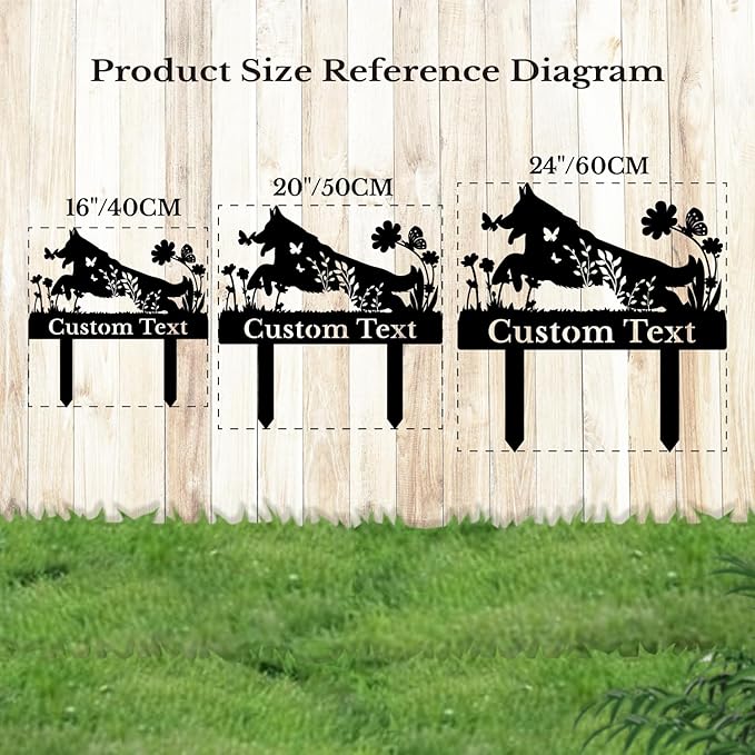 Personalized Metal Custom Garden Sculptures Statues, Yard Art,Shed, Flowerbed Decoration, Outdoor Decor, Animal Stake Pack, Cat Kitty Rabbit Bunny Dog Puppy Flower Metal Signs (Dog A)