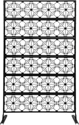Metal Privacy Screen, 72" H x 44" W Freestanding Privacy Screens, Patio Decorative Metal Fence Panels with Stand, Portable Divider Screens, for Backyard/Patio/Deck (Black-Print, 72''H×44''W)