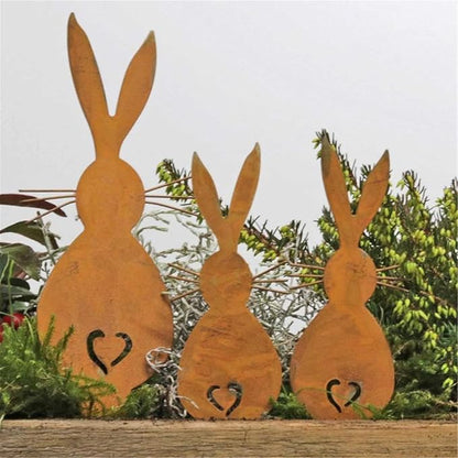 3Pcs Garden Statues Metal Yard Art Outdoor Decors Animals Stake Garden Decorations Outdoor Garden Statue