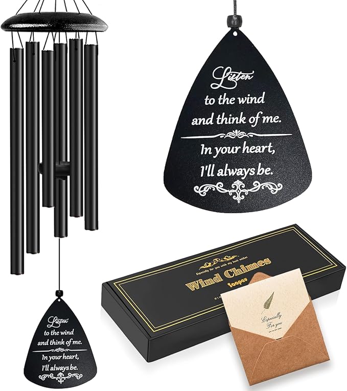 Soopau Memorial Wind Chimes, 32'' Sympathy Wind Chimes for Loss of Loved One, Sympathy Gift, Memorial/Bereavement/Condolences Gift Baskets for Loss, Windchimes in Memory of a Loved One (Metal)
