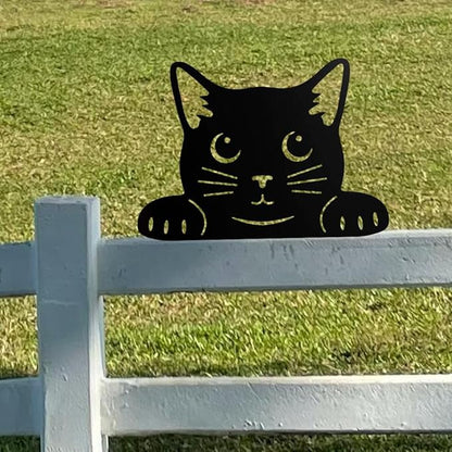 WADORN Metal Black Cat Garden Decor, Cat Silhouette Decorative Garden Stake Kitten Yard Art Cute Animal Wall Decor for Cats Lover Farmhouse Statue for Garden Backyard Patio Lawn Home Outdoor Decor