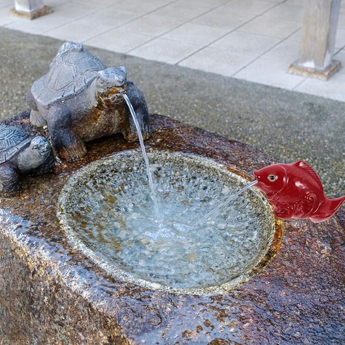 Ceramic Carp Fountain Spray Nozzle Garden Outdoor Decorative Pond Fish Statue Water Spout Accessory for Yard Patio 4.33X3.14X2.83In