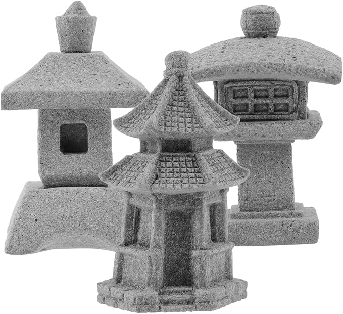 POPETPOP 4sets Durable Sandstone Statue Small Model for Garden Decor Home Desktop Ornaments 3pcs*4