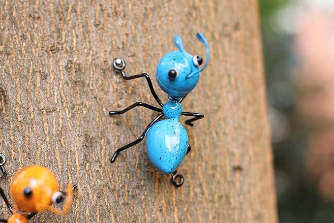Mentorart Metal Ants Garden Decor, Wall Decoration Lawn Bar Bedroom Living Room Hanging Decoration, Sculpture Ant Art Accents Yard Fence Ornaments, Office Set of 4