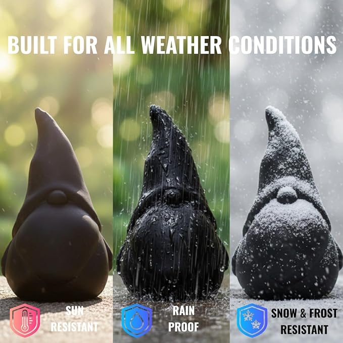 OLOMA Outdoor Garden Gnome Statue Heavy Stone Sculpture with Protective Resin Coating Weather Resistant Decorative Garden Accent for Yard Patio Lawn and Entryway