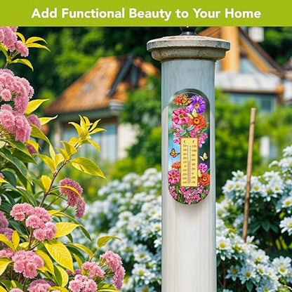 Briarwood Lane Zinnias in Bloom Metal Thermometer