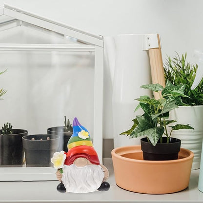Cabilock Rainbow Gnome Garden Statue Scandinavian Tomte Nisse Figurine Gay Pride LGBTQ Cheer Up Decorations for Home Farmhouse Kitchen Decor (2.7x4.3 inch)
