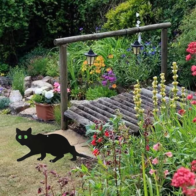 Gardening Cat Silhouette Gardening Cat with Marble Eyes Mice Control Harmless Bird Deterrent Decor 3PCS