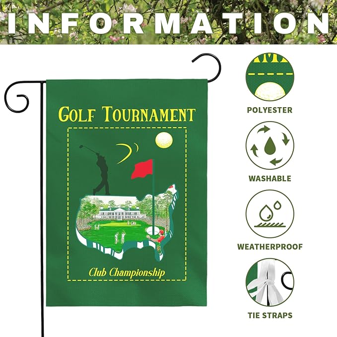 Golf Tournament Garden Flag Club Championship Outdoor Yard Golf Lover Sports Flag Golf Course Putting Green Golfer Theme Front House Banner Lawn Porch Patio Man Cave Home Decor 12x18 Inch