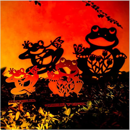 Frog Metal Decorative Garden Stakes Frog Gifts for Women Men Mom Birthday Gifts Silhouette Statues for Garden Decor, Yard Art, Patio, Outside, Lawn Ornaments, Outdoor Decorations