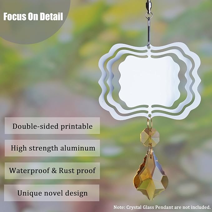12 Pack 3inch Sublimation Wind Spinner Blanks 3D Aluminum Metal Wind Sculpture Kinetic Spinners for Yard and Garden Indoor Art Sublimation Christmas Ornament Hanging Decoration (Photo Frame)