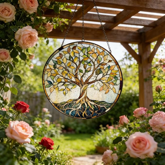Stained Glass Window Hanging,suncatcher Stained Glass kit,Stained Glass Ornament, Garden suncatchers for Windows Hanging,Window Decor or Indoor,Gifts for Women, Lovers, Couple, Friends
