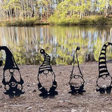 Headerbs Garden Silhouette Gnomes, Handmade Black Premium Iron Garden Metal Statues Standing Silhouette Decorations for Yard Metal Yard Art (C)