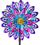 360°Metal Wind Spinner Outdoor,4 Layers Kinetic Wind Sculptures & Spinners with 5-Prond Metal Stake for Yard Patio Lawn Garden Decor