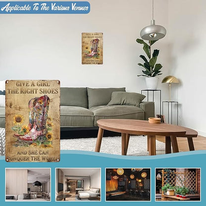 Cowgirl Boots Tin Sign Wall Decor Funny Iron Sign Gift for Home Restaurant Bar Cafe Garage 8 x 12 Inch