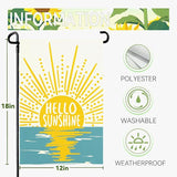 Hello Sunshine Summer Garden Flag Boho Sunset Over Sea Yard Flags Vertical Yard Decorations Outdoor Flag Farmhouse Porch Lawn Patio for Outside 12x18 Double Sided