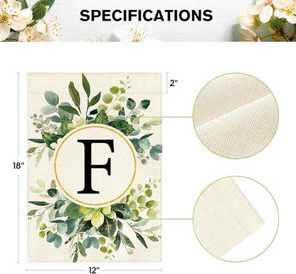 AVOIN colorlife Monogram Letter F Floral Garden Flag 12x18 Inch Double Sided Outside, Family Last Name Initial Yard Outdoor Decoration