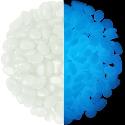 340Pcs Glow in The Dark Stones Garden Pebbles Rocks Indoor Outdoor Decor Luminous Stone for Walkways Driveway Yard Grass Fish Tank