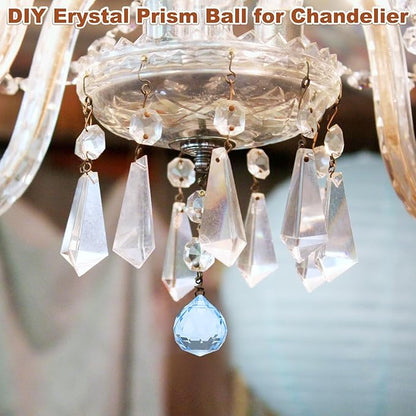 M METERXITY 20-Pack Crystal Ball Prisms, 24mm/0.94 Inch Chandelier Pendant Maker Hanging Crystals Chandelier Prisms for Home/Windows/Garden/DIY Decoration[Silver]