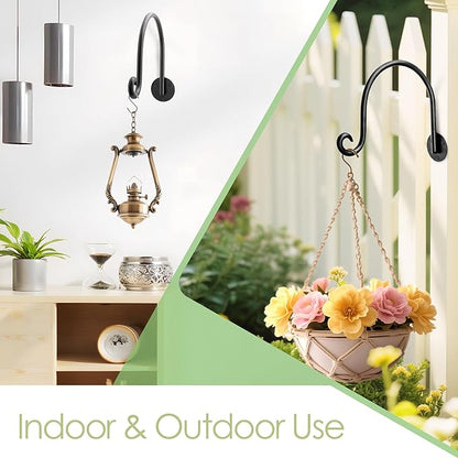 AJART Hanging Plant Hanger Outdoor: Bird Feeder Wall Hooks - 8 Inch Plant Bracket Hook for Hanging Flower Baskets 2 Pieces