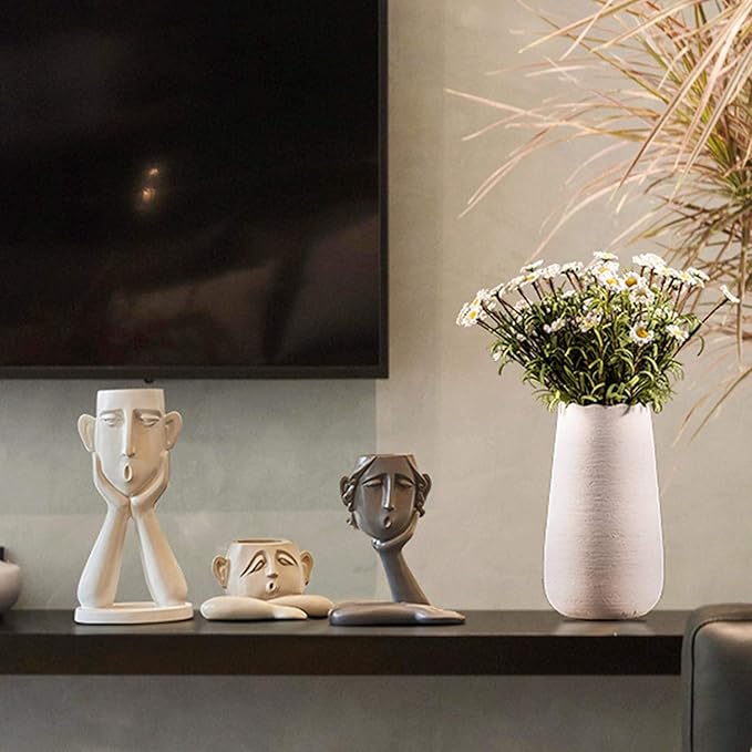 Garden Ornaments Decor Statue Outdoor,Abstract Unique Statue Sculpture Creative Statues and Sculptures Outdoor Decor for Garden,Abstract Figure Decoration Resin Flower Pot Vase Tv Cabinet