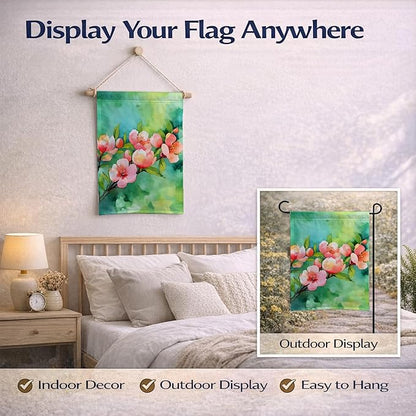Caroline's Treasures Delaware Peach Blossom in Watercolor Garden Flag Mailbox Flag Decorative Yard Flag Banner Outside Patio Artwork Yard Flower Beds, Garden Size, Multicolor