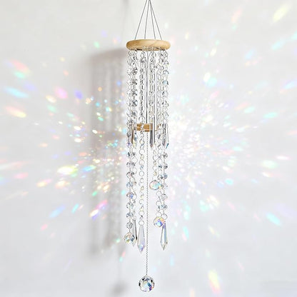 Crystal Wind Chimes - Glass Wind Chimes for Outside, Outdoor Crystal Suncatcher with Tuned Tubes, Reflective Windchimes Outdoors Unique, Hanging Prism Rainbow Maker Chandelier Home Decor (Snowflake)